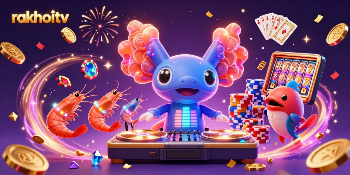 Experience the vibrant energy of rakhoitv with a neon underwater casino party illustration.